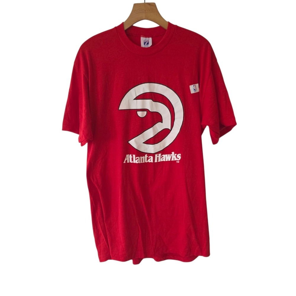 Vintage 80s Atlanta Hawks T-Shirt Logo 7 NBA Basketball Georgia Red XL NEW